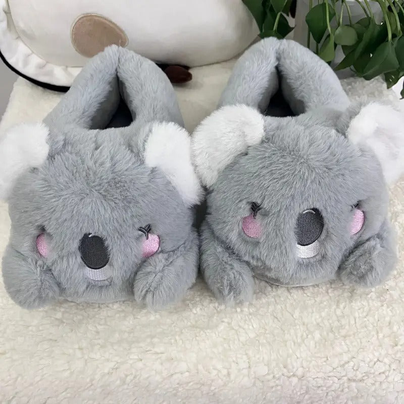 Cozy Koala-Themed Slippers - Soft Plush Lining, Rubber Sole, Cute Animal Design with Fluffy Ears &amp; Pink Cheeks - Perfect for Indoor &amp; Outdoor Use, Machine Washable, Ideal Christmas Gift for Bedroom Comfort,&nbsp;